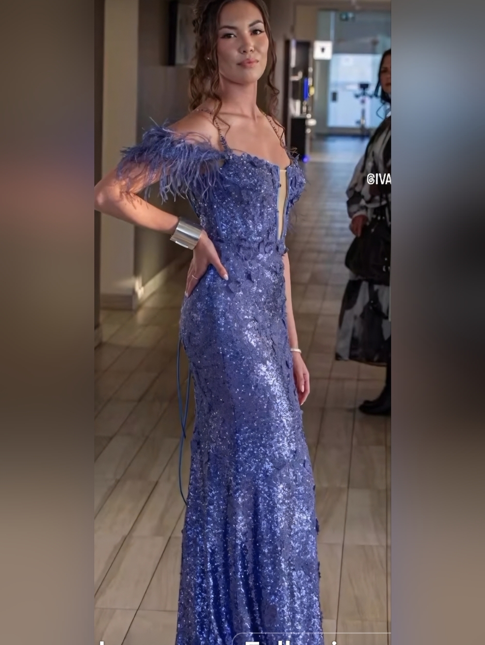 Sherri Hill Strapless Purple Sequin Gown